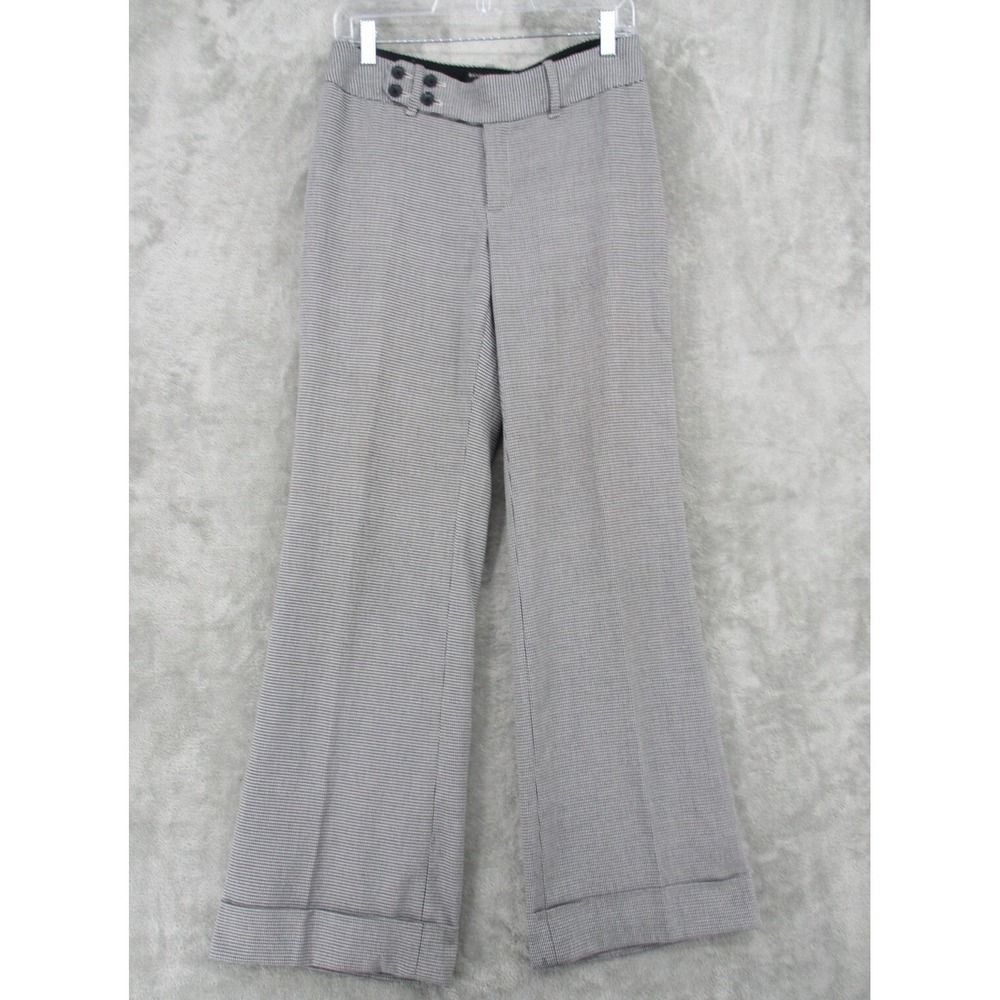 Banana Republic Pants Womens 4 Jackson Fit Houndstooth Wide Leg Cuffed Trouser